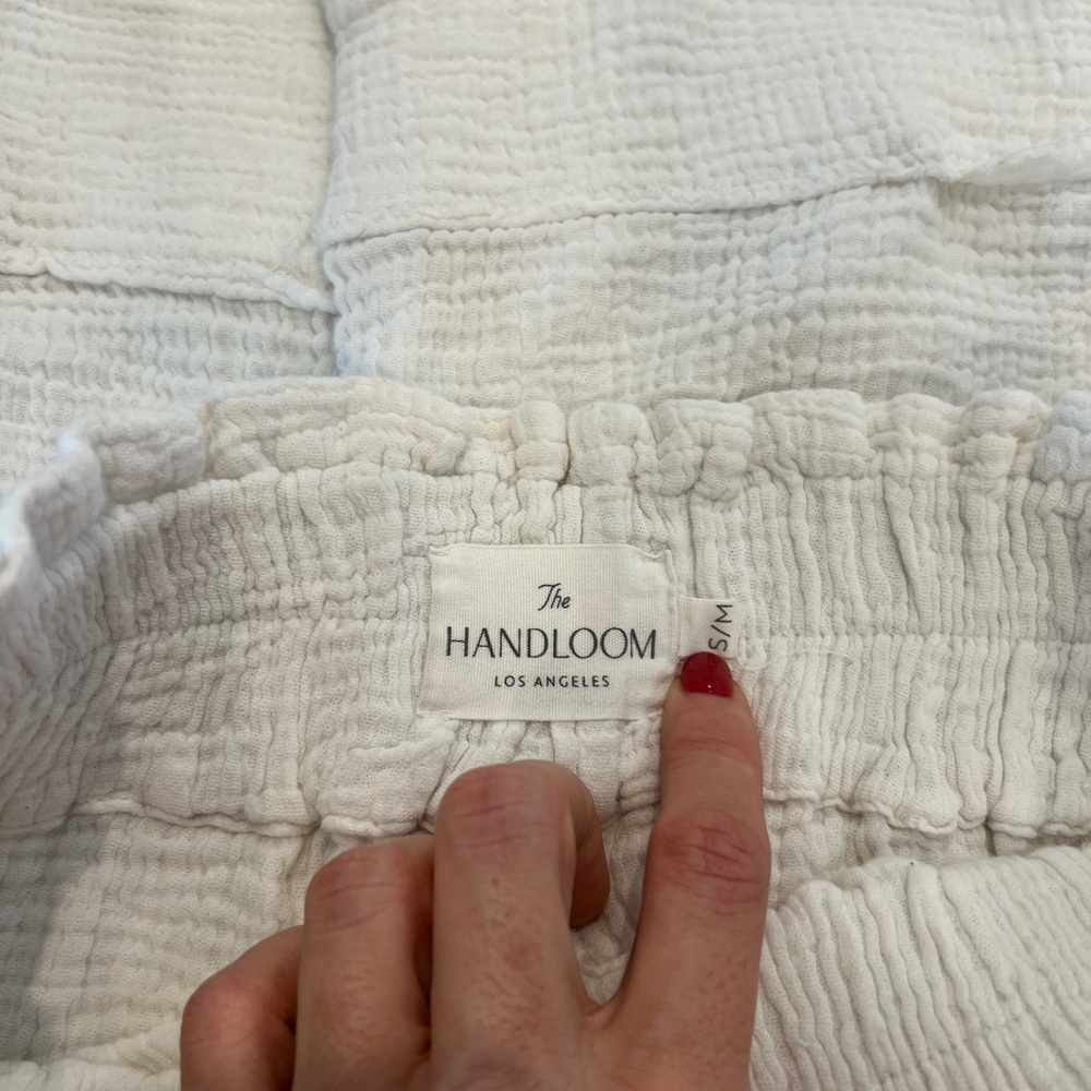 Women's White Waffle Cotton Pants